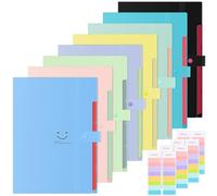 8 Pièces Trieur A4, Trieur 5 Compartiments A4, Extensible Classeur Documents A4, Porte-documents avec Étiquettes, Dossiers de Fichiers Accordéon Organiseur, pour la maison, le bureau, l'école