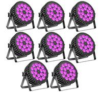 8 pièces UV+RGB 200W LED Par Projecteur, 18 led par projecteur lumière de scène lumière de fête RGB DMX512 5-en-1 éclairage par lumière disco pour scène DJ Party Show Bar Halloween Noël
