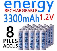 8 PILES ACCUS RECHARGEABLE AA ENERGY NI-MH 3300mAh 1.2V LR06 LR6 R06 R6 ACCU
