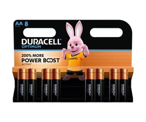 8 Piles Alcalines AA / LR6 Duracell Optimum