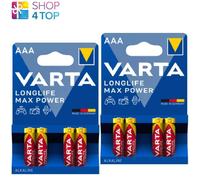 8 Piles Alcalines Varta Longlife Max Power AAA LR03 Mn2400 1.5V Micro 4Bl NEUVES