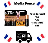 8 Piles Duracell Plus AA8 LR6/MN1500 +50% EXTRA LIFE