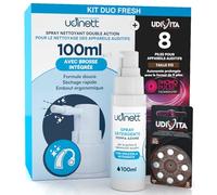 8 Piles pour Appareils Auditifs Taille 312 PR41 Marron avec Technologie Phono Pulse + Spray Nettoyant pour Appareils Auditifs avec Brosse Intégrée Udinett 100ml Sans Alcool - Kit Duo Fresh
