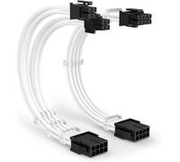 8 Pin EPS Power Extension Cable,30 cm ATX CPU Female to Male,White Braided Sheathed Cord for Motherboard,6 Combs for Careful Organization,Pack of 2