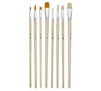 8 pinceaux - Plat - Rond - Acrylique et huile - Fibres synthétiques et naturelle