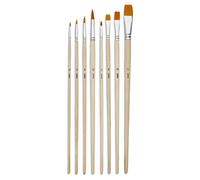 8 pinceaux - Plat - Rond - Acrylique et huile - Fibres synthétiques - Manche lon