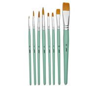 8 pinceaux - Rond - Plat - Acrylique fluide - Manche court - Fibres synthétiques