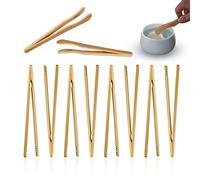 8 pinces droites en bambou avec 2 pinces courbées en bambou, pince de cuisine en bambou, pince de cuisine, pique-nique, barbecue, pain, salade, sushis, cuisine, restaurant.