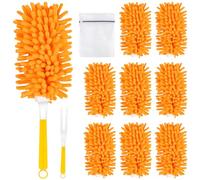 8 plumeaux lavables pour Swiffer Duster, Recharge magnétique Anti-poussière, Chiffons réutilisables à 360° pour Balai à poussière Swiffer (avec 1 Manche et Sac à Linge)