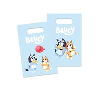 8 pochettes cadeaux papier Bluey bleu clair