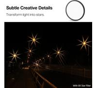 8 Point Variable Star Filter 95MM - Adjustable Glitter Effect Filter - Cross Effect Filter, Optical Glass with Ultra Thin Frame