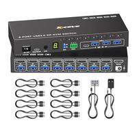 8 Port KVM Switch Displayport 4K@60Hz Simulation EDID, Displayport Commutateur KVM USB 3.0 pour 8 PC Partager 1 Moniteur et 4 Périphériques USB, avec Audio RS232 Télécommande Filaire et 8 Câbles USB