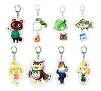 8 Porte Clés Animal Crossed Figurine Pendentifs Porte-Clés Decoration Animal Crossed Accessoires Keychain, Acrylique