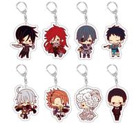 8 Porte Clés Black Butlers Anime Figurine Keychain Pendentifs Deco Black Butlers Mignon Acrylique Porte Clef Set
