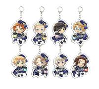 8 Porte Clés Hetali AxisPowers Anime Figurine Keychain Pendentifs Deco Acrylique Porte Clef Keyrings Set