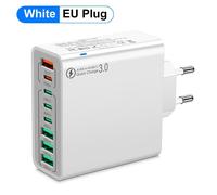 8 Ports Usb Total 65W Chargeur Rapide Pd Type C Charge Rapide 3.0 Adaptateur De Téléphone Chargeur Mural Pour Iphone 15 14 Pro Max Xiaomi Samsung