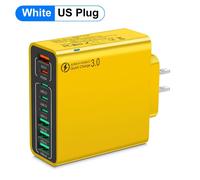 8 Ports Usb Total 65W Chargeur Rapide Pd Type C Charge Rapide 3.0 Adaptateur De Téléphone Chargeur Mural Pour Iphone 15 14 Pro Max Xiaomi Samsung