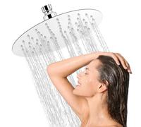 8 Pouce /20cm Tete de Douche Pluie Rond Tête de Douche Pommeau de Douche en Acier Inoxydable Rotatif 360° Douche Economie d'Eau Pomme de Douche Anti Calcaire, Filetage G1/2'', Argent