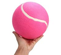 8 Pouces Grande balle de tennis gonflable, noyau en caoutchouc peluche feutre balle de tennis géante polyvalente grande interactive chien extérieur pour le dressage des animaux de compagnie (Rose)