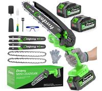 8 Pouces Mini Tronçonneuse à Batterie 2X4000mAh, 2 Batteries, 2 guide chaîne, Petite Tronconneuse Thermique Coupe Branche Electrique Scie Electrique Tronçonneuse Sans Fil Pour Jardin