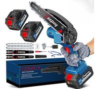 8 Pouces Mini Tronçonneuse à Batterie 2X4000mAh, 2 Batteries, 2 guide chaîne, Petite Tronconneuse Thermique Coupe Branche Electrique Scie Electrique Tronçonneuse Sans Fil Pour Jardin