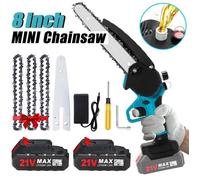 8 Pouces Mini Tronçonneuse Sans Fil Portative pour Couper Bois de Branche Jardin avec Verrouillage de Sécurité et Boîte de