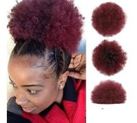 8 pouces synthétique Afro cheveux chignon cordon extension de queue de cheval pour les femmes noires grand court crépus bouclés Afro chignon postiche-BUG 8 pouces