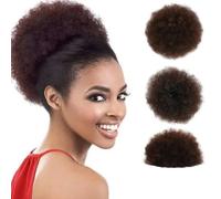 8 pouces synthétique Afro cheveux chignon cordon extension de queue de cheval pour les femmes noires grand court crépus bouclés Afro chignon postiche-1BT33 8 pouces