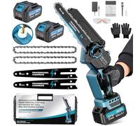 8 Pouces Tronconneuse a Batterie, Mini Tronçonneuse Électrique Sans Fil Brushless à Batterie 8000mAh, avec Injecteur de Lubrifiant de la Chaîne pour la Coupe du bois, l'élagage le Jardin(1200W)