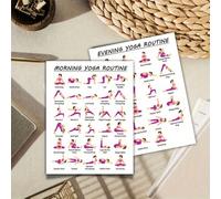 8 pouces x 10 pouces Guide de pratique du yoga sans cadre, comprend des poses et des mouvements de yoga, convient pour la maison, le Pilates et l'étirement, blanc, plan de fitness, poses illustrées, m