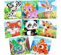 8 Puzzles Enfant, Jouet Puzzle en Bois pour Enfants, Jeux de Réflexion Éducatif et Amusant Animaux Jigsaw Puzzle de 9 Pièces Chacun Cadeau Anniversaire pour Fille Garçon pour Les 2 3 Ans et Plus