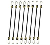 8 Pzs 25cm Tendeurs Elastiques avec Crochets, Mini Tendeurs Sandow en Caoutchouc, Petits Cordons Elastiques, pour Transport Camping Bagage Bâche Tente (Noir)