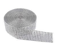 8 Rangées de Diamants Simulés, 10 Mètres de Long, Ruban en Maille Scintillante, Rouleaux de Ruban en Maille Déco Argentée pour Fête de Mariage, Anniversaire en Rouleau de Ruban