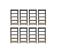 8 Rayonnages T-Rax en Acier Sans Boulons Noirs 75cm x 30cm Garage Entrepôt