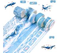 8 Rouleaux Bleu Washi Tape Ruban De Washi Décoratif Multi-Motif Ruban De Washi Faire Du Ruban De Scrapbooking Ruban Décoration Papier Ruban Masking Tapes Craft Supplies For Plan Gift Wrap Artisanat
