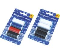 8 rouleaux de fil à coudre de 100 m chacun : 3 x blanc, 3 x noir, 1 x turquoise, 1 x rouge, 100% polyester