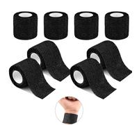 8 rouleaux de pansements autoadhésifs (2,5cm x 4,5m),Bandage adhésif pour les doigts,Ruban de pansement anti-salissures,Bandage autoadhésif,Bandage adhésive étroite (Noir)