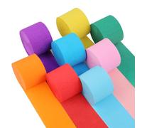 8 Rouleaux de Papier Crépon Coloré, Bande Décorative en Papier Crépon, Serpentins Multicolores pour Mariage, Carnaval, Événements Festifs et Projets Créatifs, Rubans 4,5 cm x 25 m