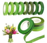 8 Rouleaux Floratape HXC 216 Mètres Vert Scotch Fleuriste Ruban Auto-adhésif en Papier Floral Tape pour Emballage de Tiges de Bouquet et Loisirs Créatifs(27 mètres/Rouleau)