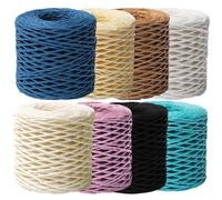 8 Rouleaux Raphia À Crochete - RubanRaphia Naturel | Fil De Raphia Coloré | Ruban Artisanal Pour L'emballage Cadeaux | Pour Les Amateurs De Loisirs Créatifs | Pour Sac En Crochet, Panier Au Crochet