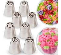 8 Russian Nozzles for Professional Disposable and Reusable Pastry Piping Bags-Accessory and Pastry Utensil for Pastry Kit