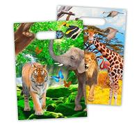 8 Sacs de Distribution Fête Safari & animaux sauvages pour fête et Anniversaire de flotteur 62004 anniversaire de les enfants Set Mitgebsel sacs de cadeaux Jungle Singe de Lion Girafe Zèbre