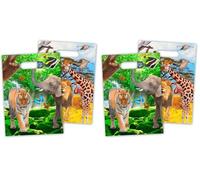 8 Sacs de Distribution Fête Safari & animaux sauvages pour fête et Anniversaire de flotteur 62004 anniversaire de les enfants Set Mitgebsel sacs de cadeaux Jungle Singe de Lion Girafe Zèbre (Lot de 2)