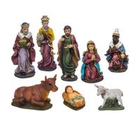 8 Santons pour crèche de Noël - H. 20 cm - Multicolore