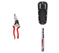 8 Sécateur Professionnel Bypass 25 mm pour Main Droite avec Poignée Ergonomique + Étui Cuir FELCO 910 Black + Aiguiseur FELCO 905 Durable