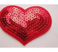 8 Sequins patches Cœur Rouge Patch Applique fer à repasser sur coudre Motif à coudre Hot Fix UK