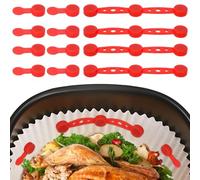 8 Set Boucle MagnéTique En Silicone pour Airfryer, Silicone Accessoires Airfryer pour Fixer Le Papier Cuisson Air Fryer, Parchemin Empêche la Combustion du Papier (Rouge)