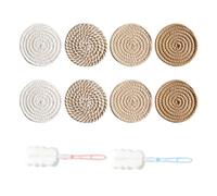 8 Sous-Verres En Lin Et 2 Brosses À Tasses, Sous-Verres De Style Bohème, Sous-Verres De Style Simple, Décoration De Table, Brosse De Nettoyage Amovible, Brosse De Nettoyage Éponge