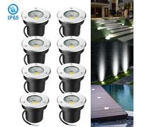 8 spots de sol extérieur intérieur IP65 5W, spot encastré de sol éclairage de terrasse, lampe de sol lampe de sol extérieur pour cour chemin,blanc froid