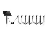 Lumisky Spots solaires LED MINI ROUNDY – Lot de 8, blanc chaud, panneau déporté, à piquer/fixer